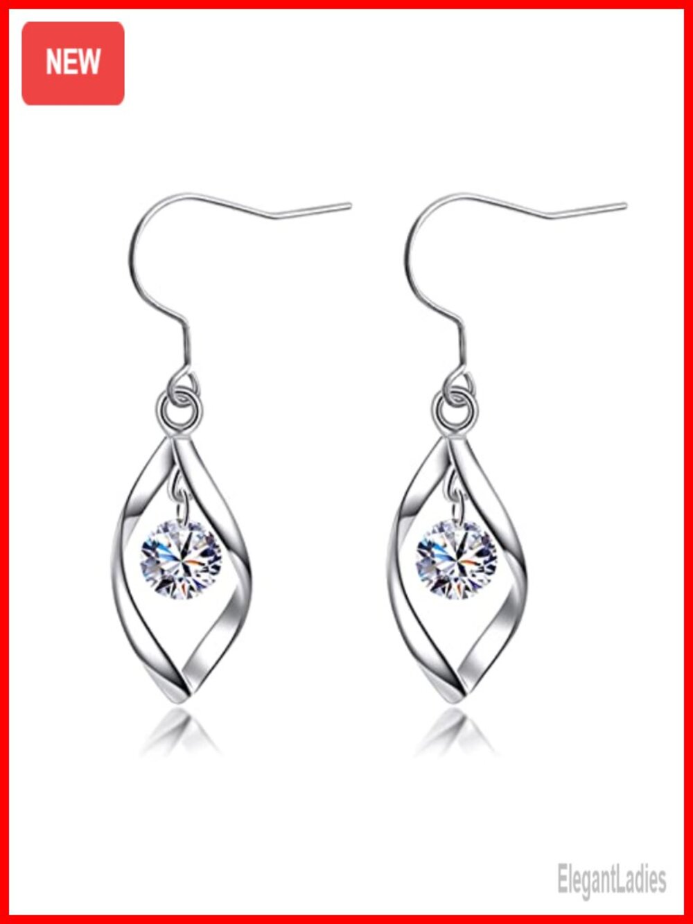 White-Gold Plated Copper Classic Wavy Twist Pearl Drop Dangle Earrings Titanium